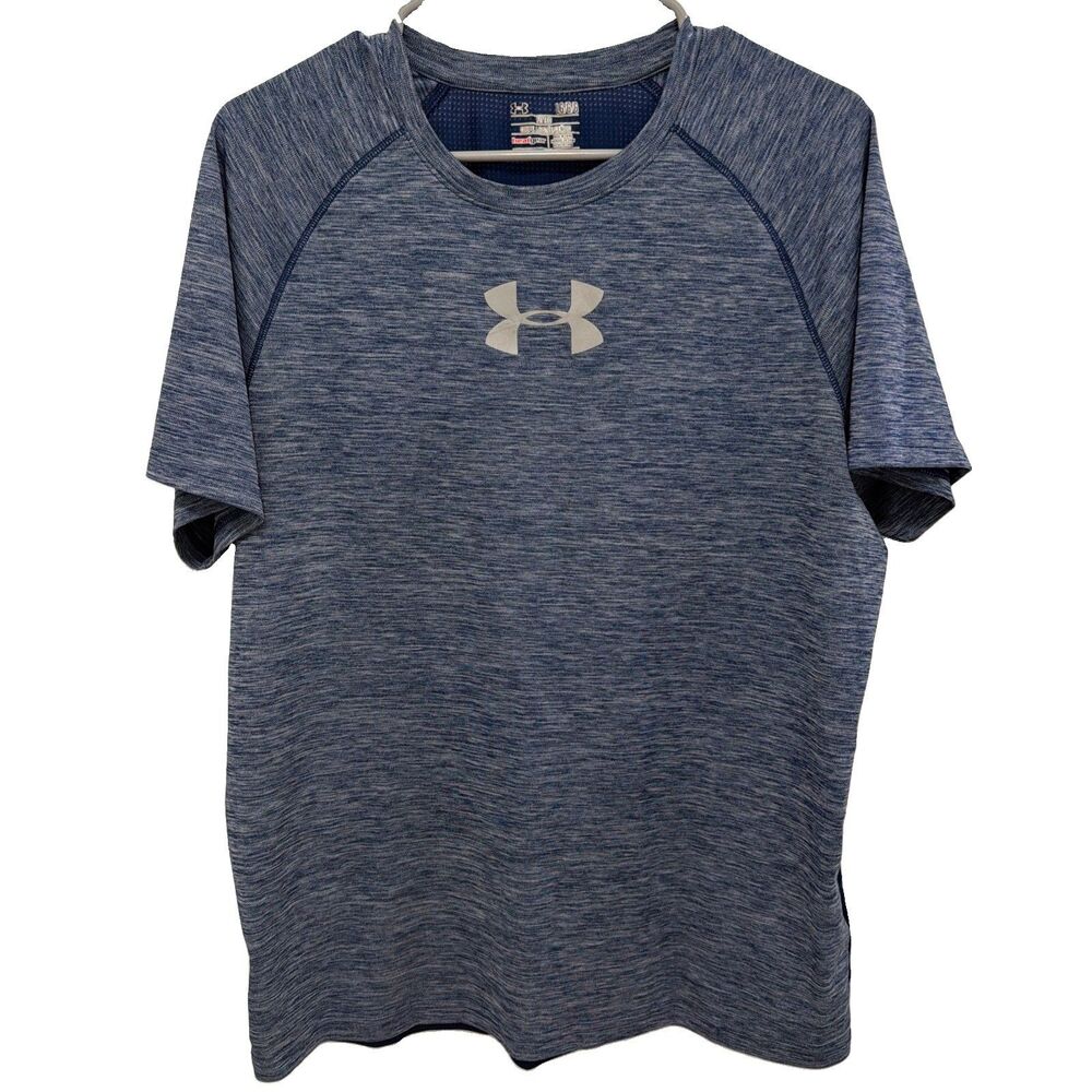 Under Armour Men's L Blue Fitted Athletic Shirt Running Gym Workout